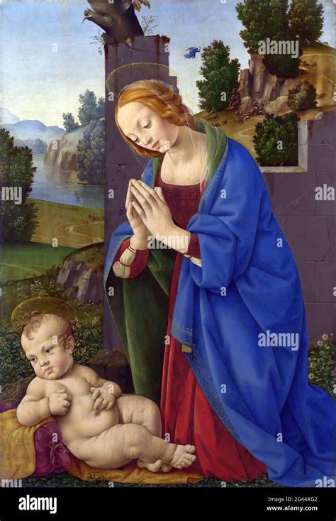 Lorenzo DI Credi - the Virgin Adoring the Child Stock Photo - Alamy