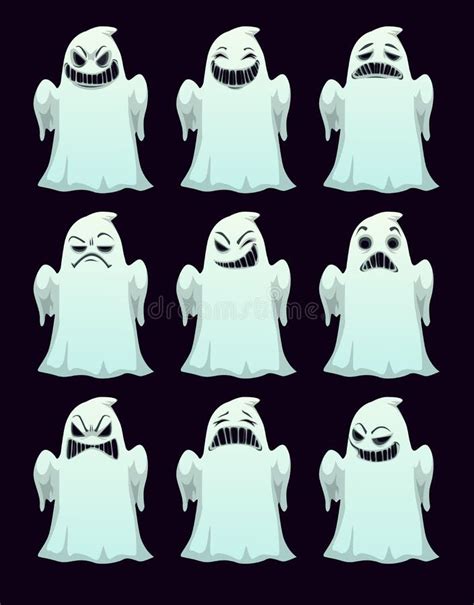 5 Cartoon Spooky Ghosts Stock Vector Illustration Of Quirky 44797968