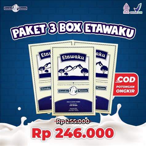 Jual 𝗘𝗧𝗔𝗪𝗔𝗞𝗨 𝗣𝗟𝗔𝗧𝗜𝗡𝗨𝗠 𝟯 𝗕𝗢𝗫 Susu Etawa Untuk Kesehatan Pernafasan