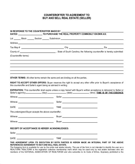 Real Estate Counter Offer Form Printable Printable Forms Free Online