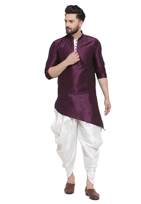 Purple Dupion Silk Readymade Dhoti Kurta 213576