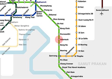 Udom Suk station map - Bangkok metro