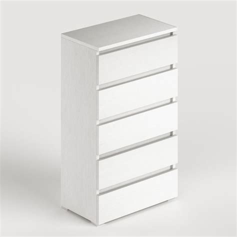 Cassettiera Bianco Frassinato Con 5 Cassetti In Legno Nobilitato