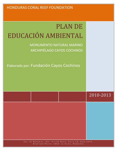 Pdf Plan De EducaciÓn Ambiental Cayoscochinos Hncayoscochinos Hn