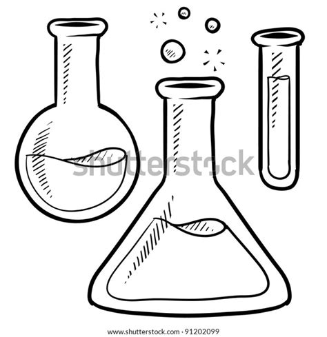 Doodle Style Science Laboratory Beakers Test Stock Vector (Royalty Free ...