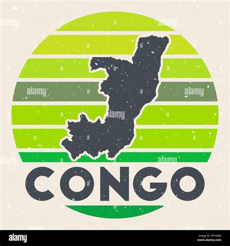 Logotipo del Congo Signo con el mapa del país y rayas de colores