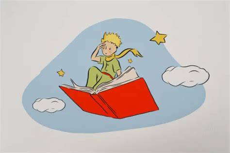 ANTOINE DE SAINT EXUPÉRY Le Petit Prince et le livre LITHOGRAPHIE