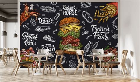 Fast Food Wallpaper Peel And Stick Wallpaper For Restaurant Burger