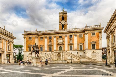 Piazza del Campidoglio on Capitoline Hill, Rome, Italy - stock photo ...