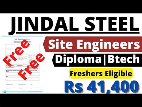 Jindal Steel Latest Recruitment Site Engineer Diploma Btech