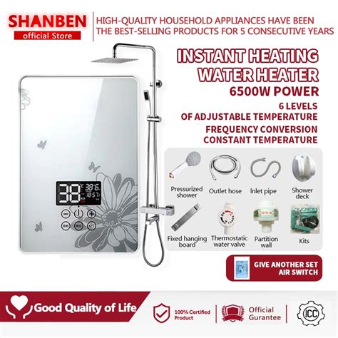 Shanben Speed Heat 6500w Electric Water Heater High Quality Household Shower Set Codfast