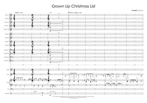 Grown Up Christmas List Arr Matt Amy Sheet Music Amy Grant Jazz