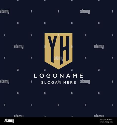 YH Monogram Initials Logo Design With Shield Icon Template Stock Vector