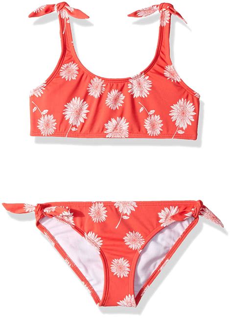 Billabong Girl S Swimwear Bikini Set Floral Printed Tied 10 Walmart