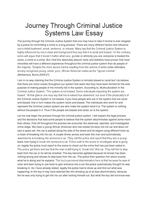 Journey Through Criminal Justice Systems Law Essay Crimes Crime