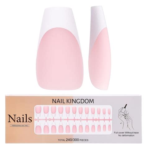 Amazon INENK French Tips Gel X Nail Tips 240PCS Lovely Pink Long