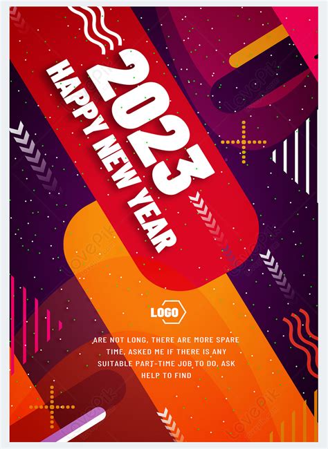 Colorful Geometric Lines 2023 New Year Holiday Promotional Poster