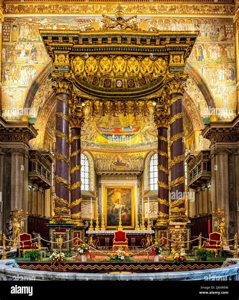 Main Nave And Presbytery Of Papal Basilica Of Saint Mary Major Basilica Di Santa Maria Maggiore