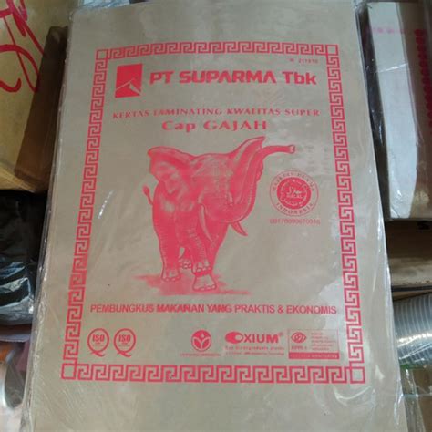 Jual Kertas Bungkus Nasi Coklat Cap Gajah Merah Besar Isi Lembar