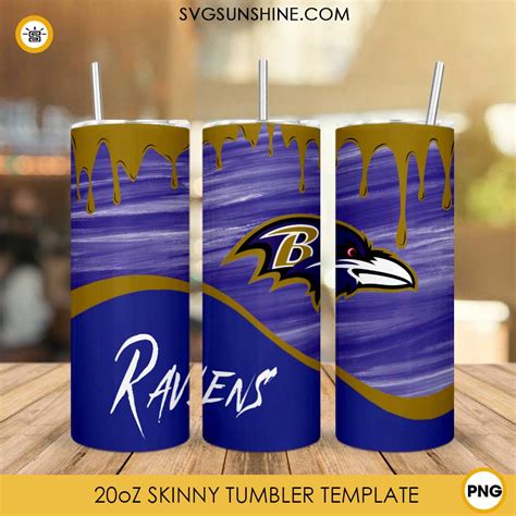 Ravens Logo 20oz Skinny Tumbler Wrap Dripping PNG Baltimore Ravens