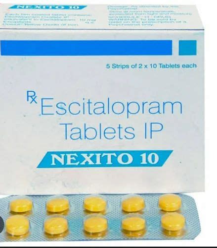 Escitalopram Tablets Nexito Tablet 10mg 2510 Treatment Depression