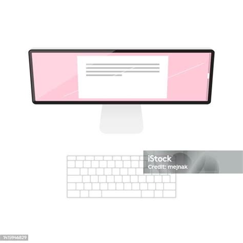Komputer Desktop Pribadi Monitor Dengan Keyboard Tampilan Atas Vektor