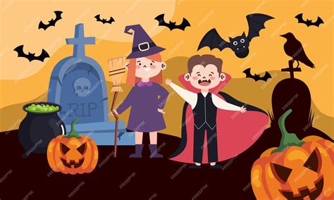 Premium Vector | Halloween kids in disguise