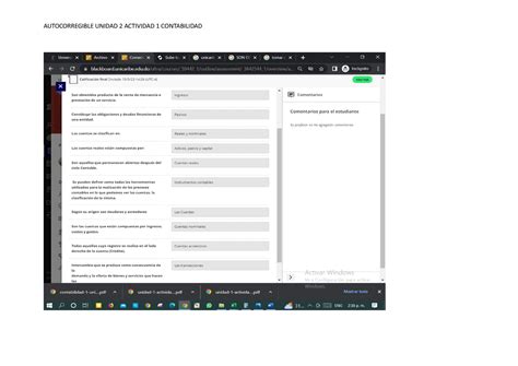 Unidad Actividad Autocorregible Contabilidad Autocorregible