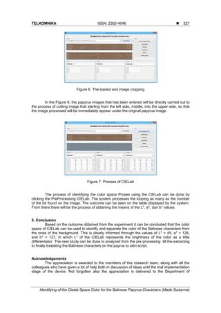 Identifying Of The Cielab Space Color For The Balinese Papyrus