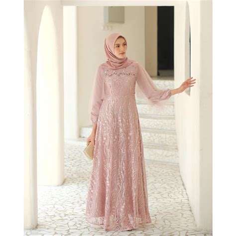 Jual Termurah Luna Dress Brokat Kombinasi Fashion Muslim Wanita