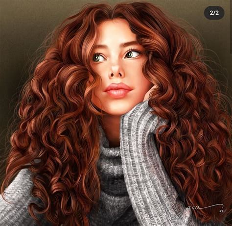 Cc Character Woman Girl Curly Red Hair Curly Hair Drawing Digital