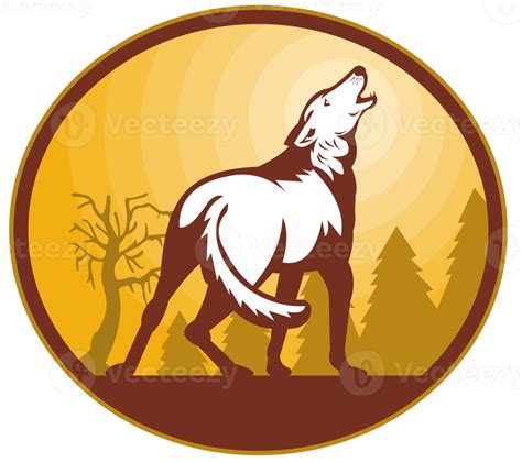 Wolf Howling At The Moon 13146146 Png