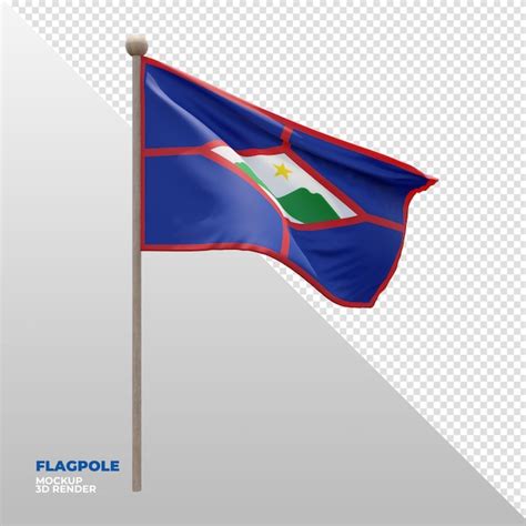 Premium PSD Realistic 3d Textured Flagpole Flag Of Sint Eustatius