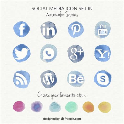 Watercolor Social Media Icons Vector Free Download