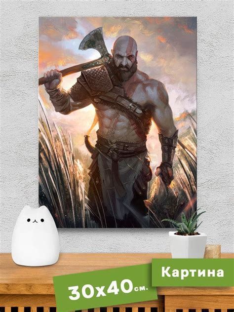 Картина интерьерная на холсте - God of War (Год оф Вар) - Кратос с ...