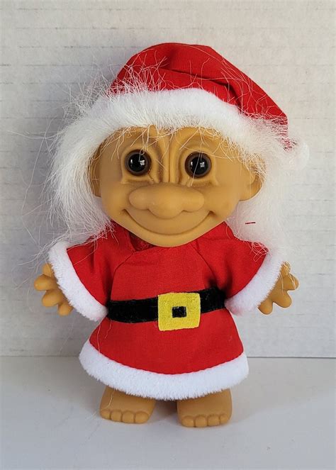 Vintage Russ Troll Mrs Claus Figure 525 Inches Made In China In Red Plastic Display Basket Etsy