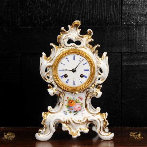 Early Antique French Rococo Porcelain Boudoir Clock