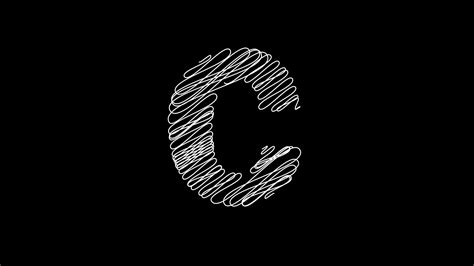 Letter C Animation With Scribble Line In Black Background 22311672