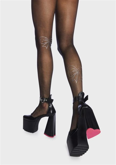 Lamoda Vegan Leather Heart Shaped Heels Black Dolls Kill