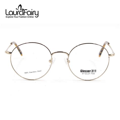 Laura Fairy Classic Retro Round Eyeglasses Frames Women Men Gold Color