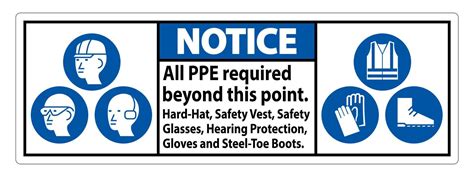 Notice PPE Required Beyond This Point Hard Hat Safety Vest Safety