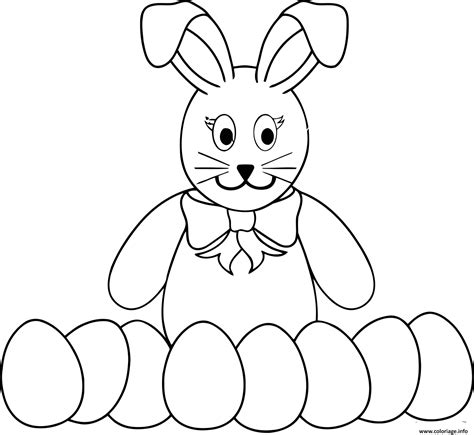 Coloriage Lapin Avec Beaucoup De Oeufs Pour Paques Dessin Lapin à imprimer