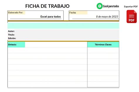 Ejemplo Y Modelo De Ficha De Trabajo En Word Gratis