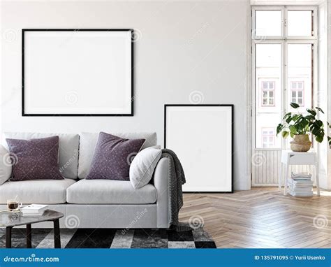 Frame Mockup Living Room Interior Wall Mockup Wall Art 3d Rendering