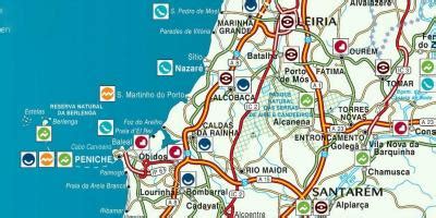 Silver coast Portugal map - Map of Portugal Silver coast (Southern ...