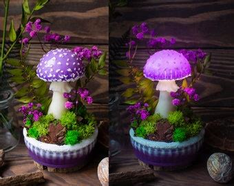 Mushroom Lamp Made To Order Green Iridescent Fungi Etsy