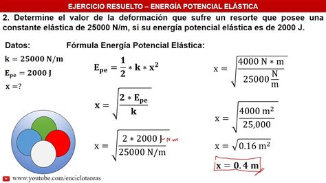 ENERGÍA POTENCIAL ELÁSTICA EJERCICIOS DE DEFORMACIÓN DE RESORTE YouTube