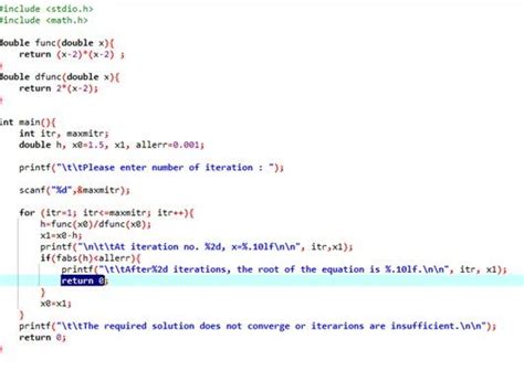 Solved Application Of Newton Raphson Method In C