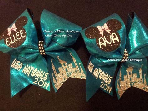 Teal Nationals Cheer Bow Minnie Mouse Usa Nationals Cheer Bow Cheer