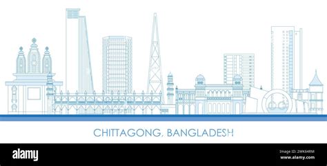 Outline Skyline Panorama Of City Of Chittagong Bangladesh Vector